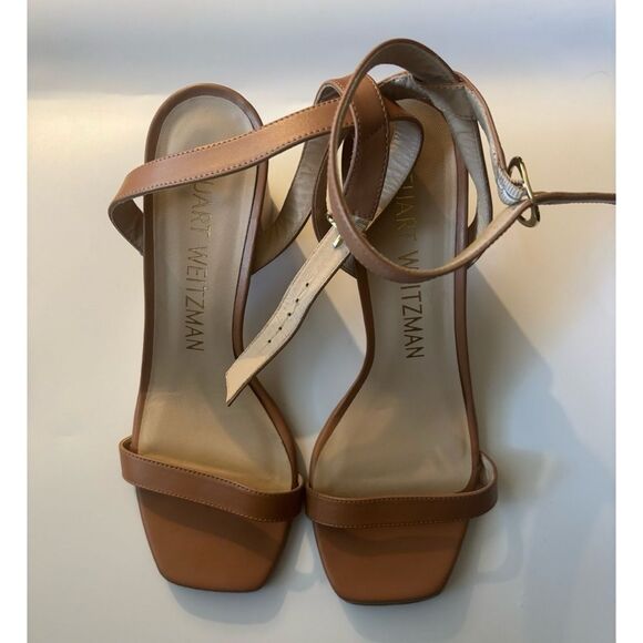 Stuart Weitzman Nearlybare Sandal in Tan Size 8 - Picture 3 of 8